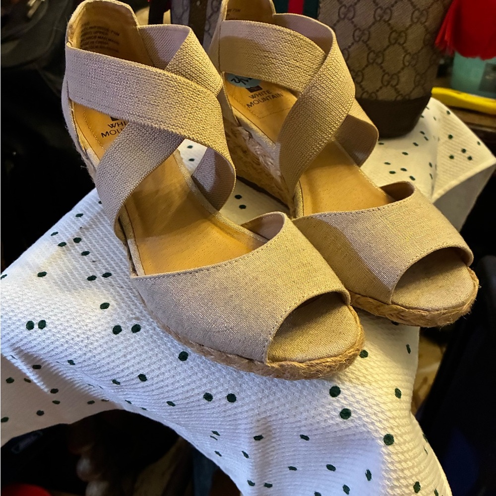 White Mountain Beige Espadrille Sandals
